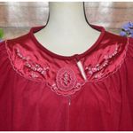 VTG Lorraine Fleece Maxi Length House Coat Robe 1/2 Zip Size L Pockets USA Made Red Size L Photo 2