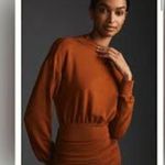Anthropologie DAILY PRACTICE Cozy Ruched Dress Long Sleeve Mini Size Small S Tan Photo 1
