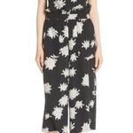 Vince Chrysanthemum Black & White Print Floral 100% Silk Jumpsuit Size Large Photo 3