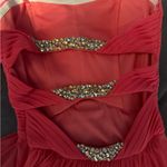 La Femme Coral Strapless Gown perfect for prom Photo 2