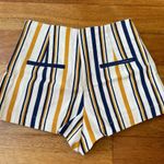 Forever 21 Cream, Navy Blue, White & Mustard Yellow Striped High Waisted Shorts Photo 1