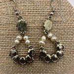 Silver Chandelier Earrings with Pearls & Crystals Fancy Wedding Bridal Statement Gold Photo 9