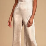 Lulus  Perfect Night Champagne Satin Jumpsuit  Photo 0