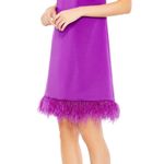 Mac Duggal 12 NEW Purple Feather Hem Sleeveless Trapeze Mini Boho Dress 55805 Photo 2