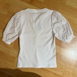 DKNY  Jeans White Top with Eyelet Puff Sleeves Photo 5