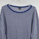 Ann Taylor  sweater women's XXL pullover rib knit geometric print blue white NEW Photo 1
