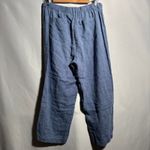 Habitat Clothes To Live In Blue Linen Cropped Wide Leg Pants Womens M Lagenlook Photo 1