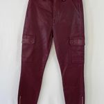 7 For All Mankind New  Coated Cargo Ankle Zip Skinny Pants Merlot Photo 4