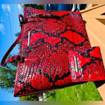 Brahmin  Asher Tote & Jane Wallet Set Lipstick Melbourne Croc Leather NWT Photo 1