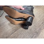 Nanette Lepore  Black Leather Ankle Boots Round Block Heel Ruffle Top Glory 6.5M Photo 3