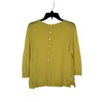 Ann Taylor  Women's Sweater Crew Neck Full Back‎ Button 3/4 Sleeve Yellow Medium Photo 11