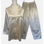 Victoria's Secret Pajama Set & Robe Womens Medium Ivory Satin Jacquard Floral M Photo 1