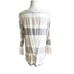 Toofan Linen Tunic Size Large Front Pockets Striped Crew Neck Neutral Colors Tan Photo 1