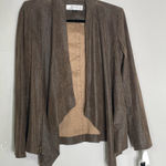 Tahari ASL faux leather blazer draped shawl jacket size‎ 2 Brown Photo 0