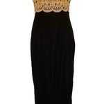 Jessica McClintock Vintage Gold Embroidered Black Velvet Dress Sleeveless Formal Photo 0
