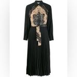 Sandro Stenia Mixed Media Dress Size 6 EU 38 EUC Pleated Scarf Print Photo 7