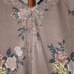 Torrid size 2 floral pink waffle knit lace trim Henley long sleeve shirt Photo 2
