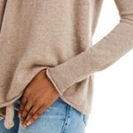 AQUA Cashmere Draped Open-Front Cashmere Cardigan in Wheat Photo 2