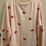 Loft Pink Red Kiss Lips Crewneck Long Sleeve Sweatshirt Sweater XL Photo 4