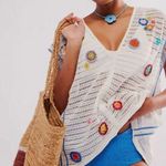 Free People $128 Seaside Walkup Cover-up Top Vest Crochet Flowers Small Photo 1