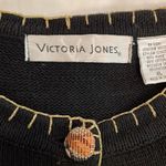 Victoria Jones Vintage Sweater Womens XL Black Holiday Christmas Knit Cardigan Photo 1