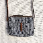 Fossil  Gemma Blue White Mermaid Fish Scale Print Coated Canvas Small Crossbody Photo 1