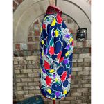 blouse abstract floral bright red blue yellow navy Size M Photo 5