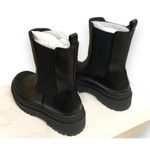 Good American  Black Faux Leather Chelsea Lug Sole Pull On Combat Boots 11 NEW Photo 6