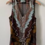 Sanctuary High Low V-Neck Sequin Neckline Sleeveless Tank Top Blouse Multicolor Photo 2