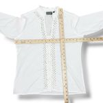 Chico's Beaded Ruffle Trim Button Front Shirt White Small Photo 9