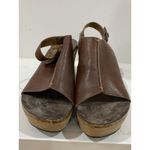 Pierre Dumas  Brown VEGAN distressed Platform Wedge Open Toe Sandals Women's sz 9 Photo 1