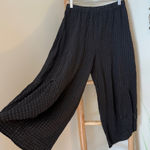 Khangura Artsy Pants Black Windowpane Linen Blend High Rise Wide Leg Crop Small Photo 0