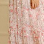 Storia  Floral and Embroidered Tiny Flowers Maxi Dress Pink Open Back Size Large Photo 4