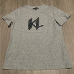 Karl Lagerfeld  Gray Tee with Sequin Initials Photo 0