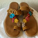 Tan & Yellow Embellished Floral Sandals with Slip Photo 3
