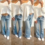 Romance Jeans Light Wash Y2K Butterfly Flare Jeans Size 34 Photo 1