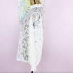 SheIn Coquette Sheer Lace Ruffle Mock Neck Long Sleeve Blouse Cream Small Photo 3