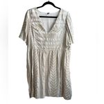 Old Navy Jacquard Mini Swing Dress Beige Geo Pattern Photo 2