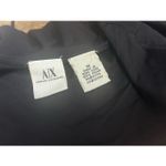 Armani Exchange Black Top Square Neck Flutter Sleeve Drawstring Tie Front Blouse Cute Photo 3