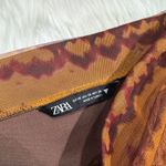 ZARA Women's Mesh Printed Ruched Tulle Pencil Midi Skirt Size XS Photo 5