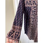 Lucky Brand  Linen Blend Button Down Size Medium Boho Hippie Western Festival Photo 2