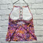Salt + Cove Juniors High Neck Halter Tankini Top Hawaii Tropical Size M New Orange Photo 3