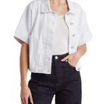 Habitual Oversize White Short Sleeve Crop Denim Jacket Size Medium NWT Photo 0