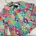 Polo Ralph Lauren Jacket Full Zip Multi Color Patchwork Light Weight Small NWT White Photo 0