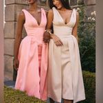 House Of CB  Paloma Vintage Cream Satin Pleated Midi Dress XL Photo 5