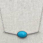 Stainless Steel Bar Necklace with Turquoise Photo 0