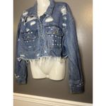 Highway Jeans  Jacket Womens 2X Distressed Cropped Raw Hem Trucker VD703E1MCK Photo 2