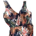 Garnet Hill Ruched Front Leaf Print One Piece Swimsuit Multicolor Size 10 Photo 4