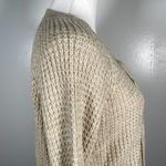 it's our time  Tan Lace Tie V Neck Waffle Knit Long Sleeve Pullover Sweater M Photo 12