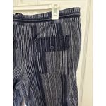 Gap  Linen Blend Navy Striped Cropped Pants Size Large Casual Coastal Boho Travel Photo 7